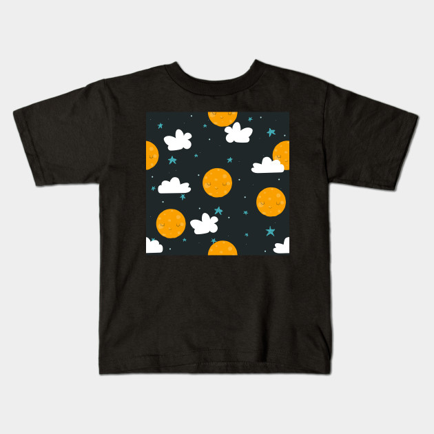 Childish Clouds With Moon And Stars